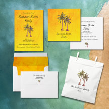 Tropical Palm Trees Summer Swim Pool Party 