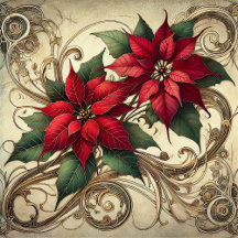 Festive Art Nouveau Poinsettia Personalized Gifts