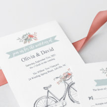 Flower Bicycle Garden Wedding Invitations