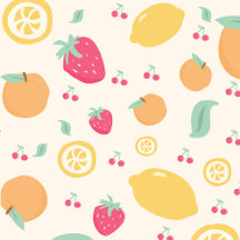  Cute Hand-Drawn Fruit Seamless Pattern