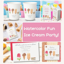 Watercolor Ice Cream & Popsicles Celebration