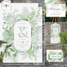 Rustic Fern Green Foliage White Wedding