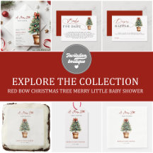 Red Bow Christmas Tree Merry Little Baby Shower