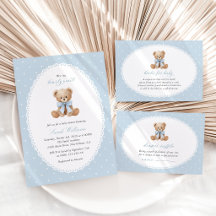Bear and Blue Polka Dots Baby Shower Collection
