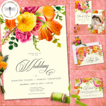 Vibrant Summer Floral Yellow Orange Pink Wedding