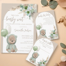 Bearly Wait Boho Green Bear Baby Shower 