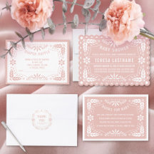 Rose gold pink papel picado Mexican baby shower