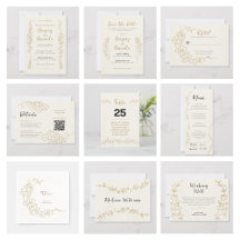 Hand Painted Gold Leaves Wedding Collection