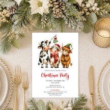 Funny Whimsical Cows Christmas 125C