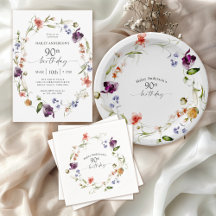 90th Birthday Wildflowers Feminine Floral
