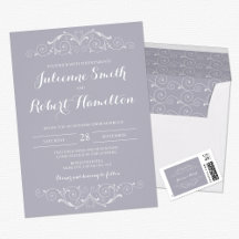 Grand Soiree   Lilac Gray Wedding Stationery 