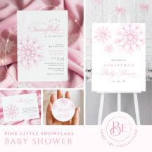 Pink Snowflake Winter Baby Shower