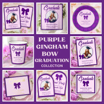 Purple Gingham Bow Graduation Party Collection