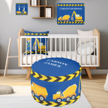 Blue Construction Vehicle Boys Room Decor