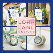 Lemons and Blue Tiles Baby Shower Collection