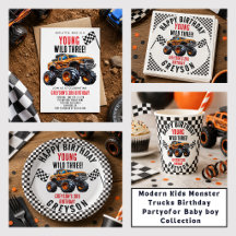Modern Kids Monster Trucks Birthday Party Collecti
