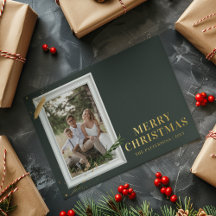 Merry Christmas Simple Elegant Photo Frame Foil