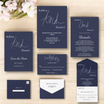 Elegant Simple Navy Blue White Wedding Collection