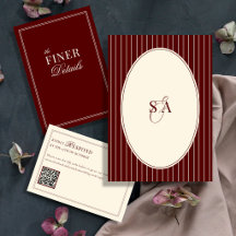 Deep Burgundy Ivory Stripes Oval Old Money Wedding
