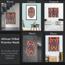 African Tribal Warrior Mask Wall Art