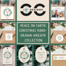 Peace on Earth Christmas Hand-drawn Wreath