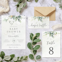 Elegant Watercolor Eucalyptus Greenery Baby Shower