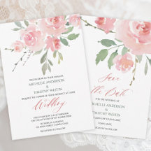 Elegant Blush Pink Watercolor Floral Wedding