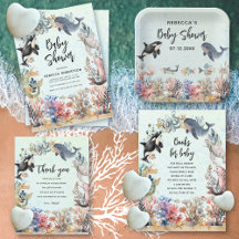 Watercolor under the sea marine life Baby Shower