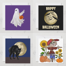 Greeting Post Cards With Halloween Themed Designs 