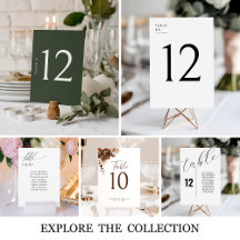 Minimalist Wedding Table Number Cards