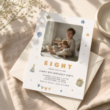 Photo Birthday Invitation for Boy Age 8