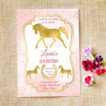 Pink and gold horse cowgirl rodeo equestrian party