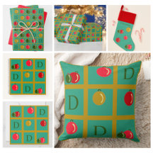 Fun Colorful Christmas Ornaments and Monogram