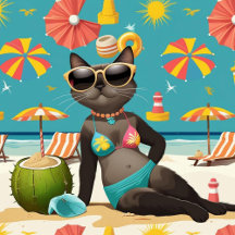 Siamese Cat Beach Party – Tropical Summer Vibes 