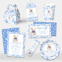 Navy blue teddy bear baby boy shower