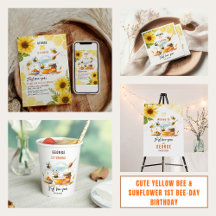 Cute Yellow Bee & Sunflower 1st Bee-Day Collection