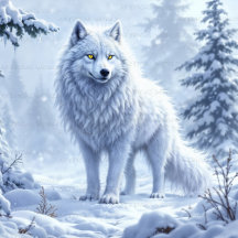 Arctic Majestic White Wolf in a Winter Wonderland