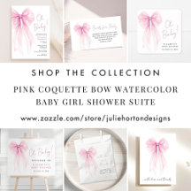 Pink Coquette Bow Watercolor Baby Girl Shower
