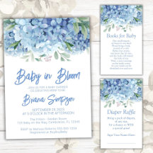 Blue Hydrangeas Floral Boy Baby Shower