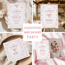 Red Bow Hearts Valentines Baby Shower