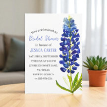 Bluebonnets Blue flowers watercolor Bridal shower