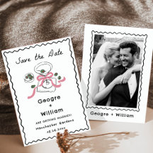 Modern Whimsical Green Martini Hand Drawn Wedding