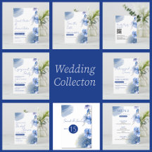 Watercolor Blue Flowers Wedding