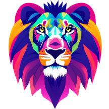 Colorful Geometrical Lion Head