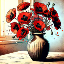 Red Poppies in a Vase Ai Art
