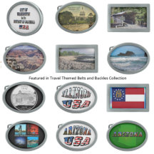 Travel Themed Belts and Buckles