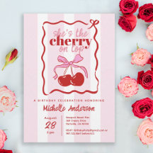 Cherry on top Pink Red Bow Birthday Party