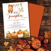 Fall Little Pumpkin Baby Shower Invitations