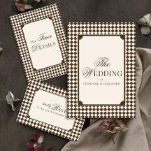Mocha Brown and Ivory Checkered Old Money Wedding