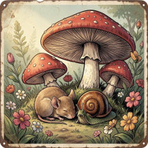 Cozy Cottagecore Vintage Mushrooms & Wildflowers